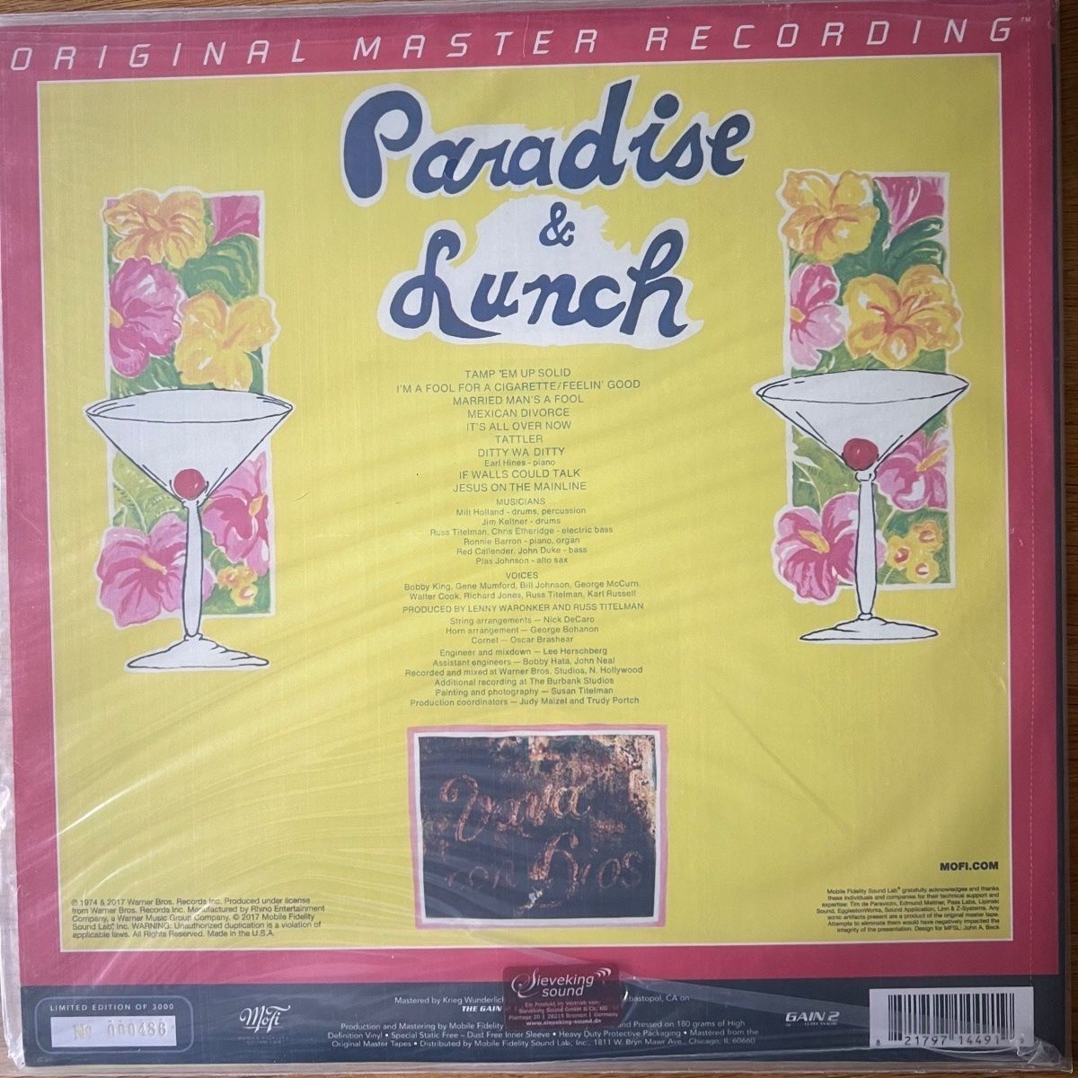 Ry Cooder - Paradise And Lunch / Audiophile MFSL 2017 - (Mint & Sealed)
