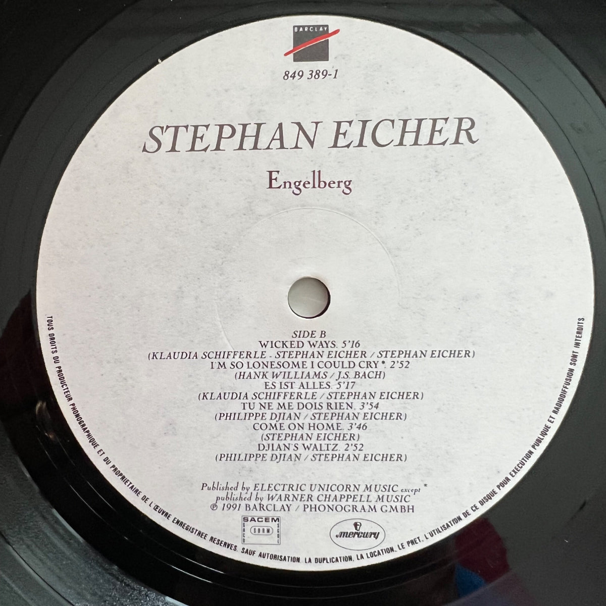 Stefan Eicher - Engelberg / 1. France-Press. 1991 - (M-/M-)