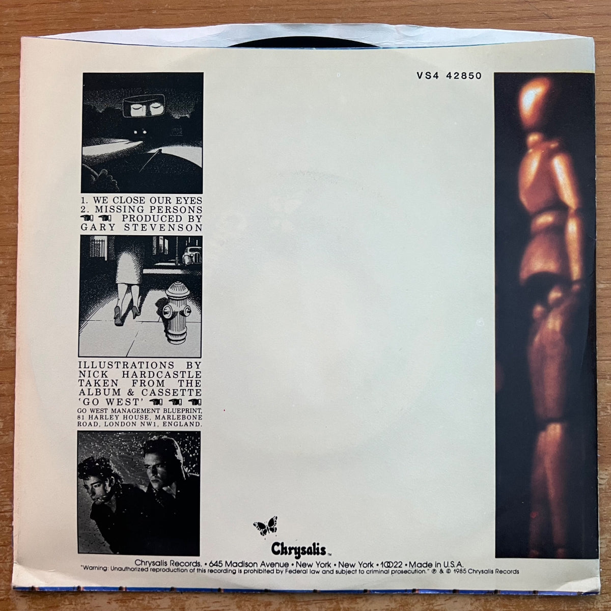 Go West - We Close Our Eyes / 1. US-Press. 1985