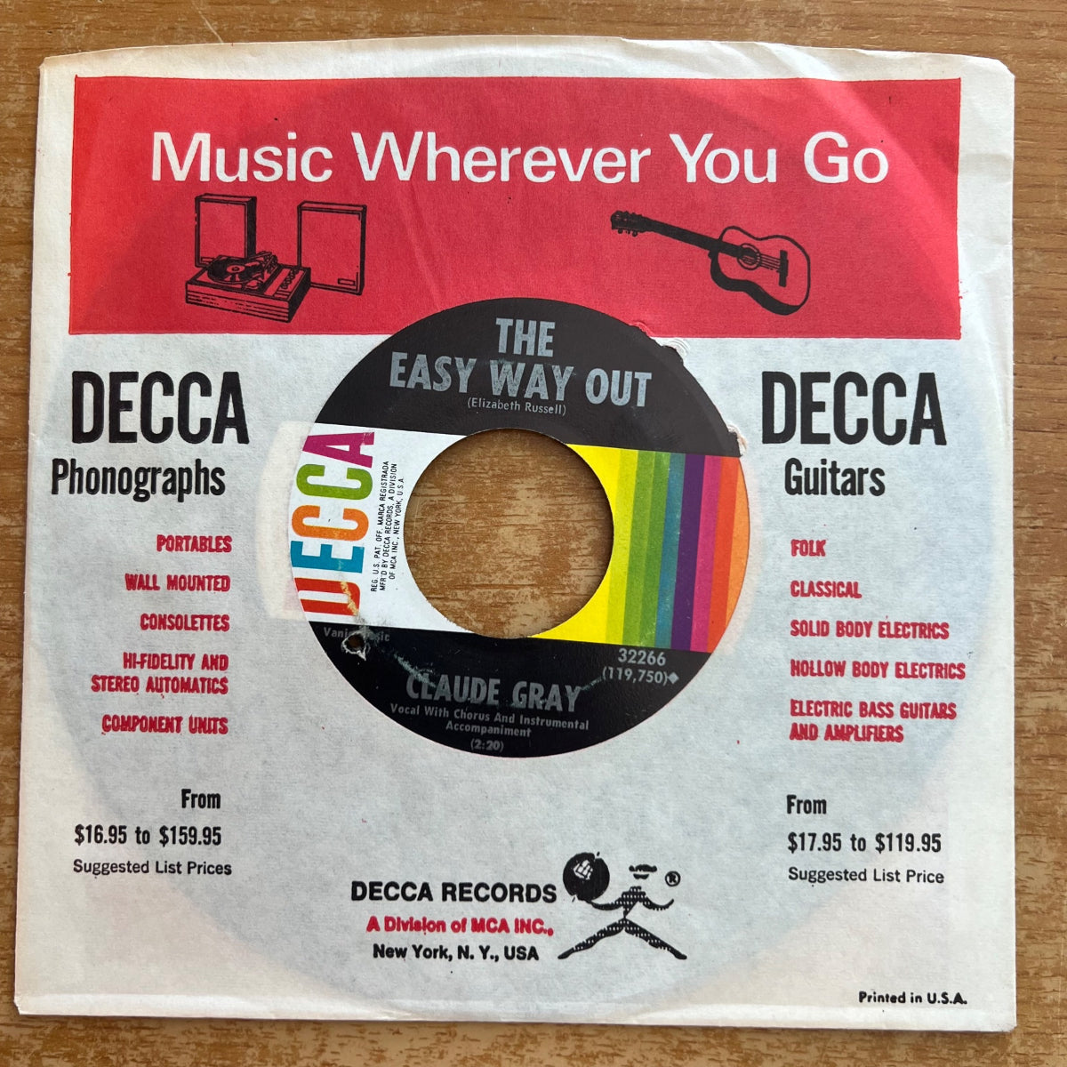 Claude Gray - The Easy Way Out / 1. US-Press. 1968 - (M-/VG++)