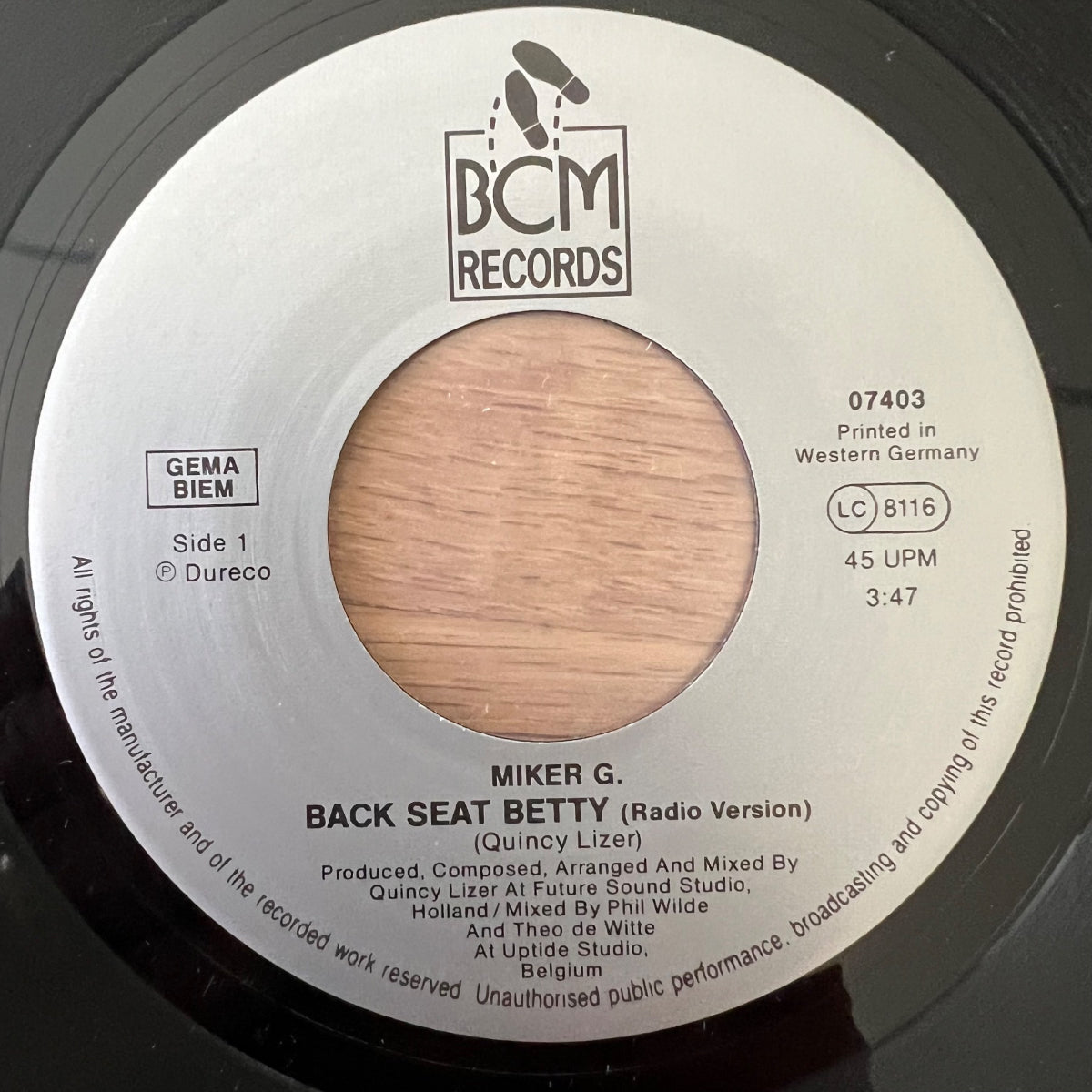 Miker G. - Backseat Betty / 1. EU-Press. 1990 - (VG++/VG++)
