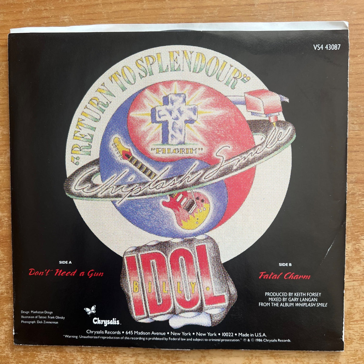 Billy Idol - Don't Need A Gun / 1st US Pressing. 1987 - (M-/M-)