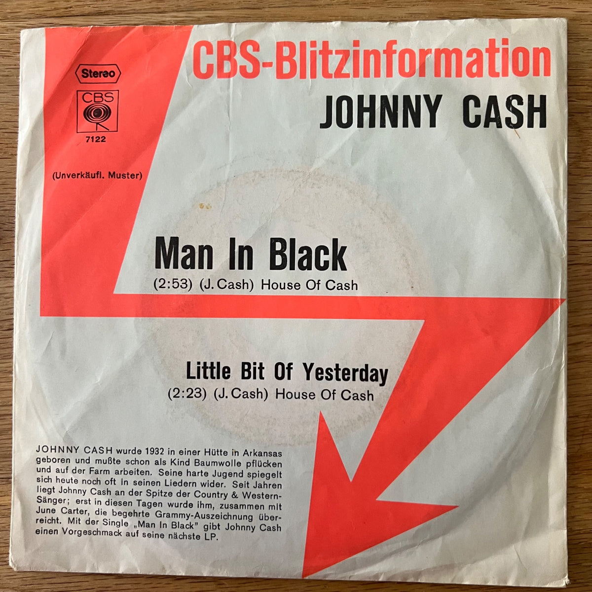 Johnny Cash - Man In Black / D-Promo 1971 - (VG+/VG+)