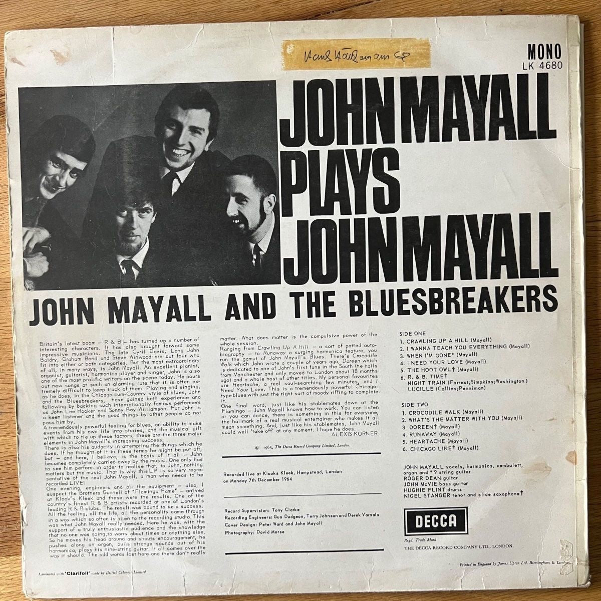 John Mayall - Plays John Mayall / UK-Press. 1967 - (VG++/VG+)