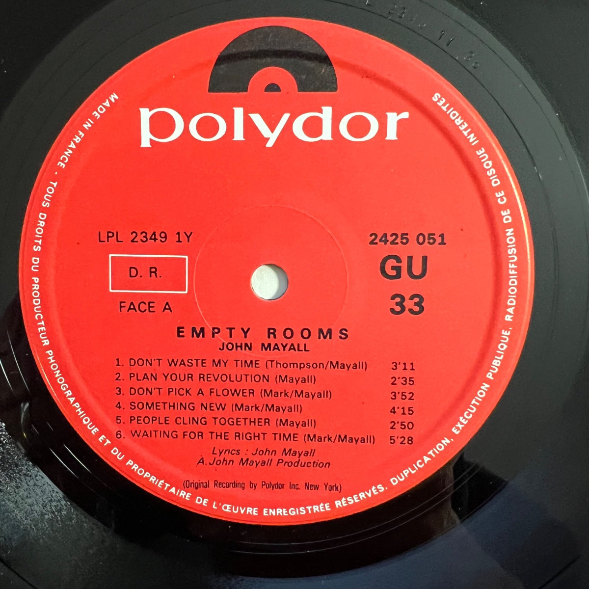 John Mayall - Empty Rooms / 1. France-Press. 1970 - (VG++/VG++)