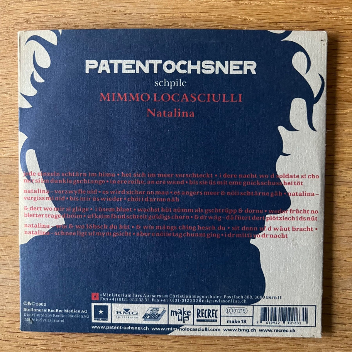 Patent Ochsner, Mimmo Locasciulli - Natalina, Chanson d'hôtel / CD single - 1. Swiss-Press. 2003 - (M-/M-)
