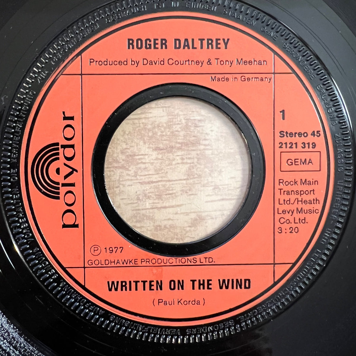 Roger Daltrey - Written On The Wind / 1. D-Press. 1977 - (VG++/VG++)