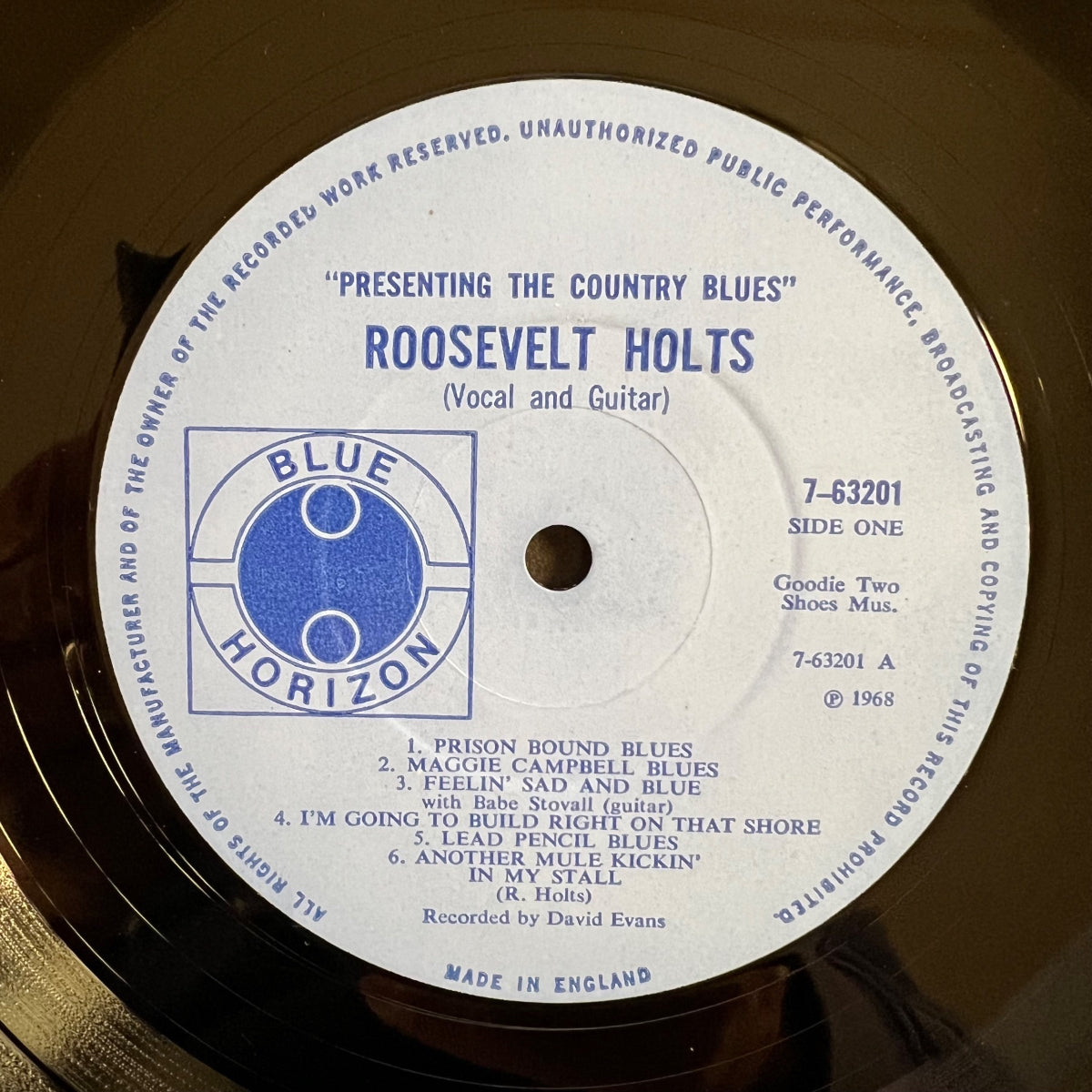 Roosevelt Holts - Presenting The Country Blues / 1. UK-Press. 1968 - (VG++/VG++)