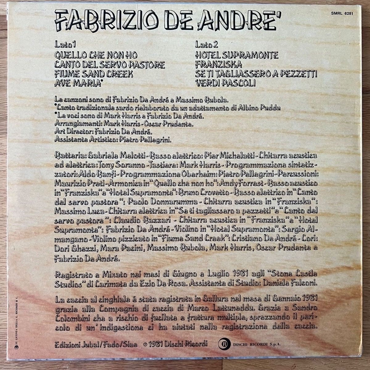 Fabrizio De André - Same / 1. Italy-Press. 1981 - (VG++/M-)