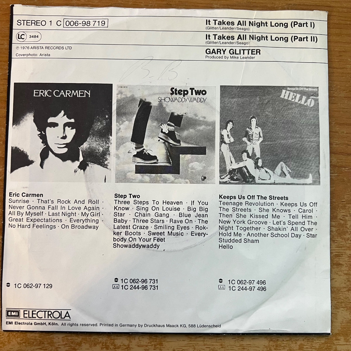 Gary Glitter - It Takes All Night Long / 1. D-Press. 1976 - (VG++/VG+)