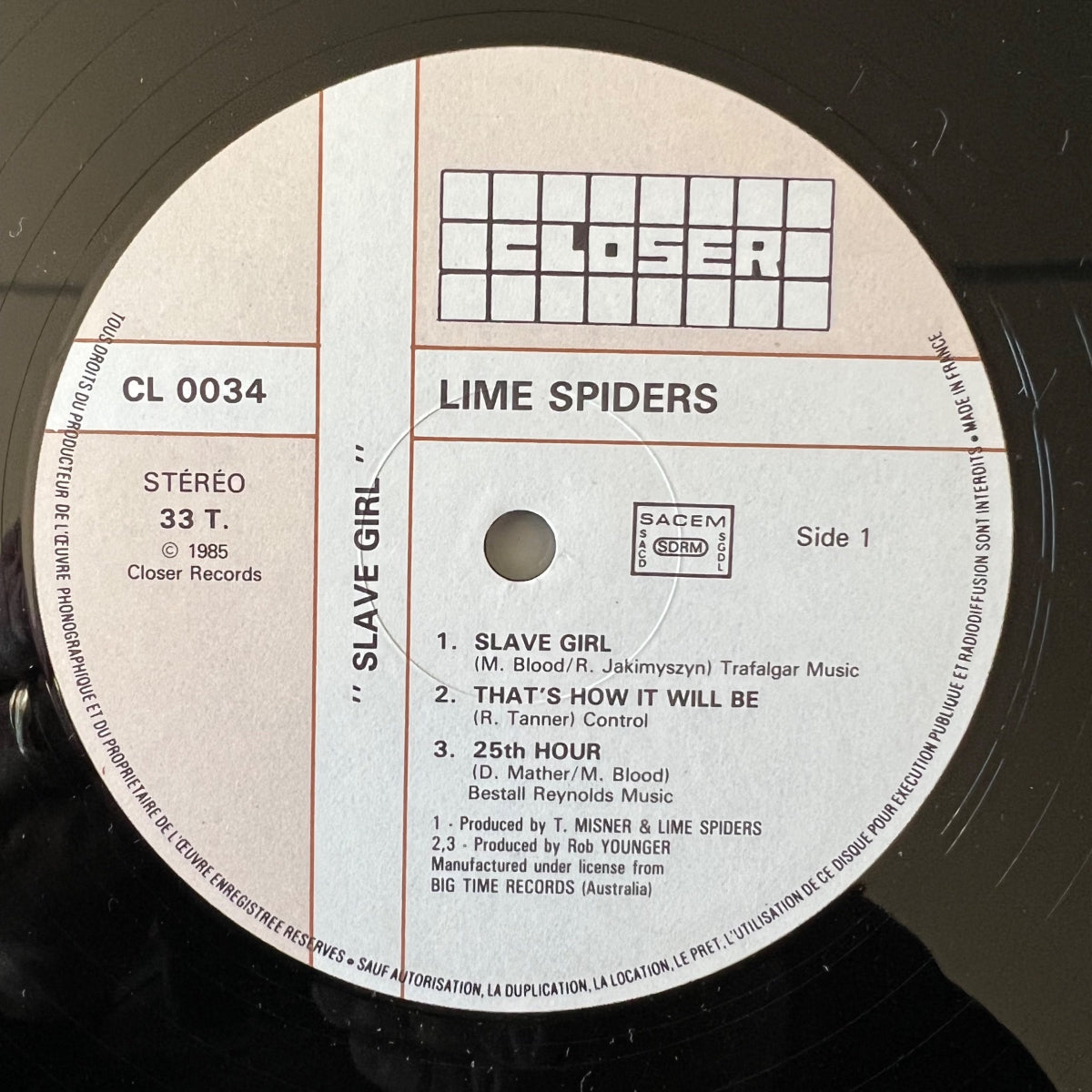 Lime Spider - Slave Girl / 1. France-Press. 1985 - (M-/VG+)