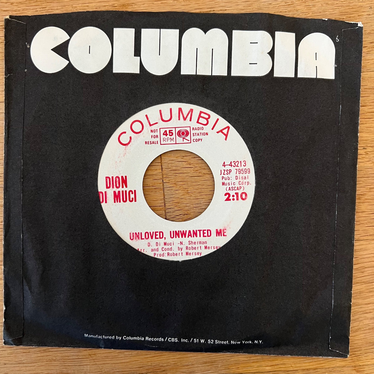 Dion Di Muci - Unloved, Unwanted Me / US-Promo 1965 - (VG++/VG+)