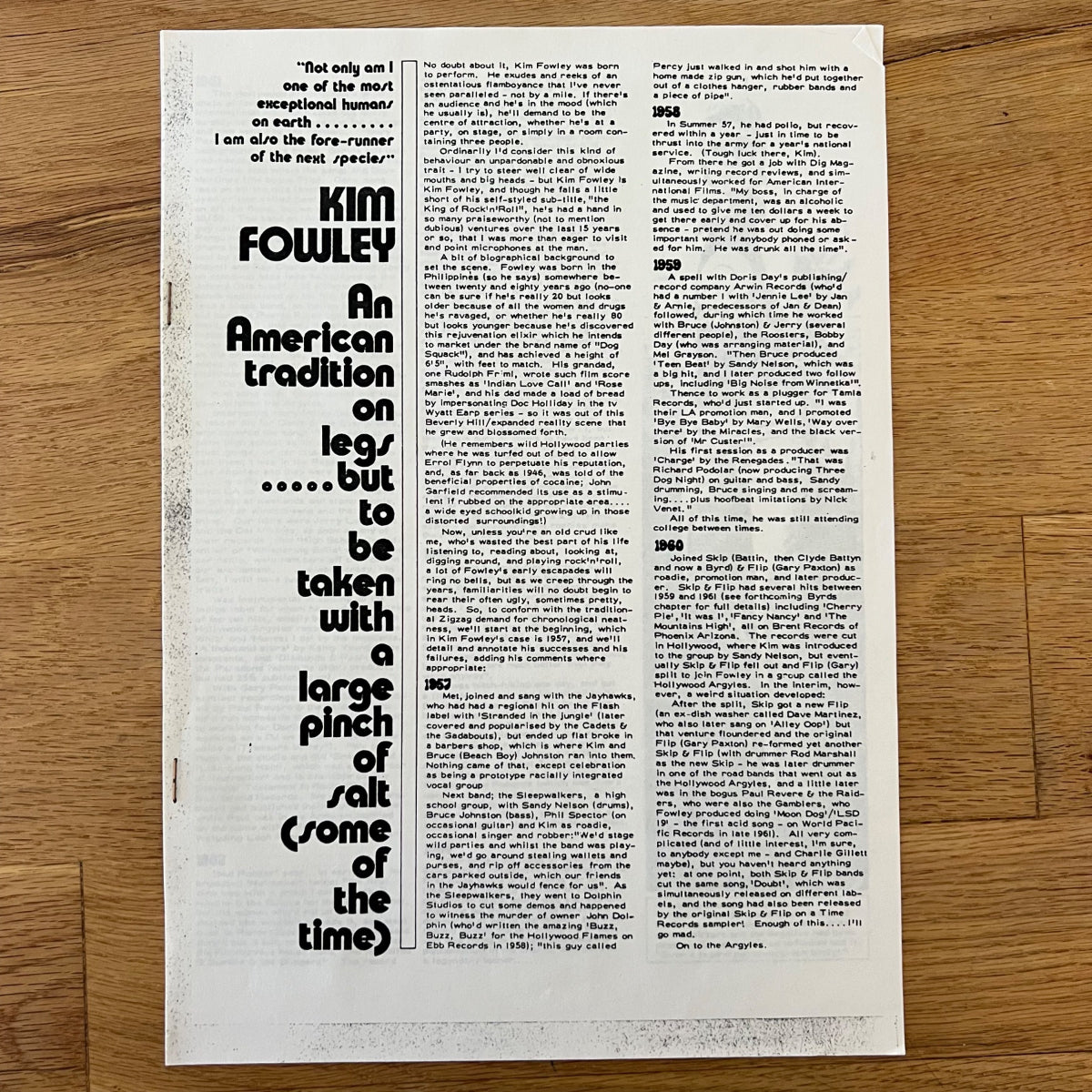 Kim Fowley - Stranger From The Sky / France-Press. 1989 - (M-/M-)