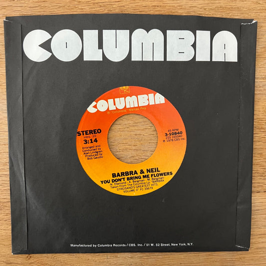 Barbara Streisand & Neil Diamond - You Don't Bring Me Flowers / 1. US-Press. 1978 - (M-/M-)