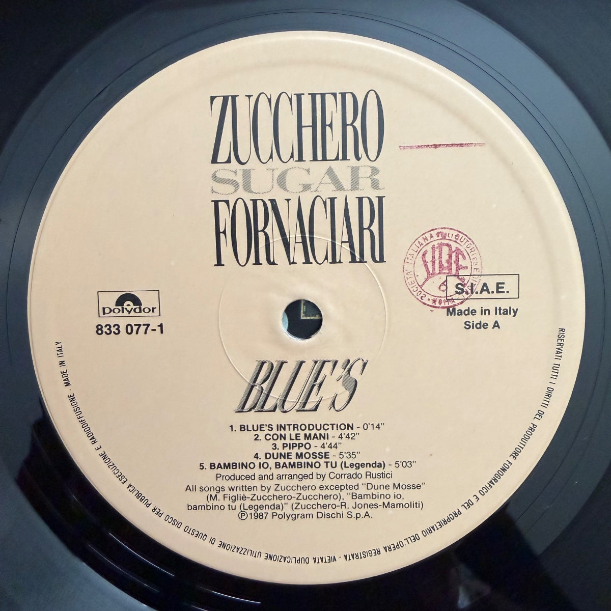 Zucchero Sugar Fornaciari - Blue's / 1. Italy 1987 - (M-/M-)