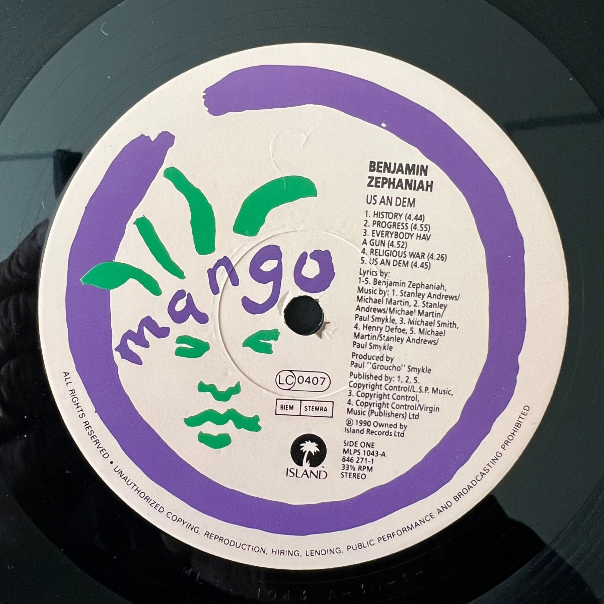 Benjamin Zephaniah - Us An Dem / 1. UK-Press. 1990