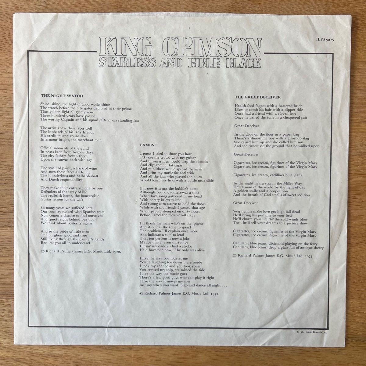 King Crimson - Starless And Bible Black / 1. UK-Press. 1974 - (M-/VG++)