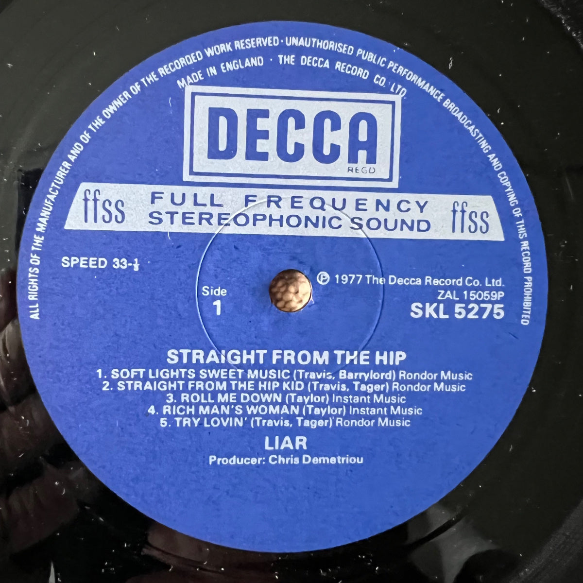 Liar - Straight From The Hip / 1st UK Press. 1977 - (M-/VG++)