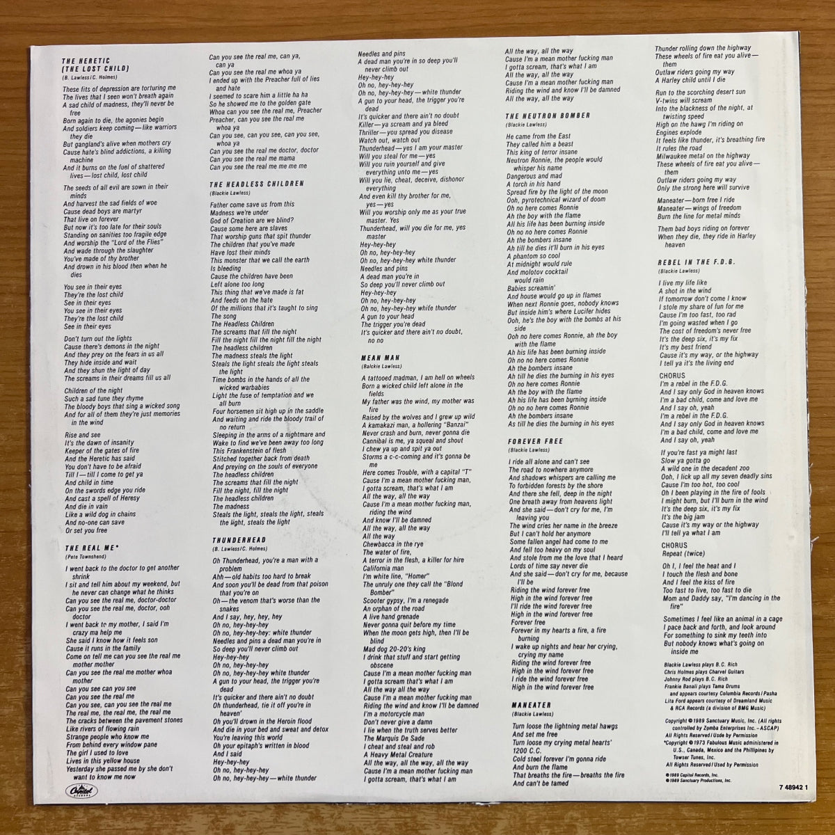 W.A.S.P. - The Headless Children / 1. D-Press. 1989 - (VG+/M-)