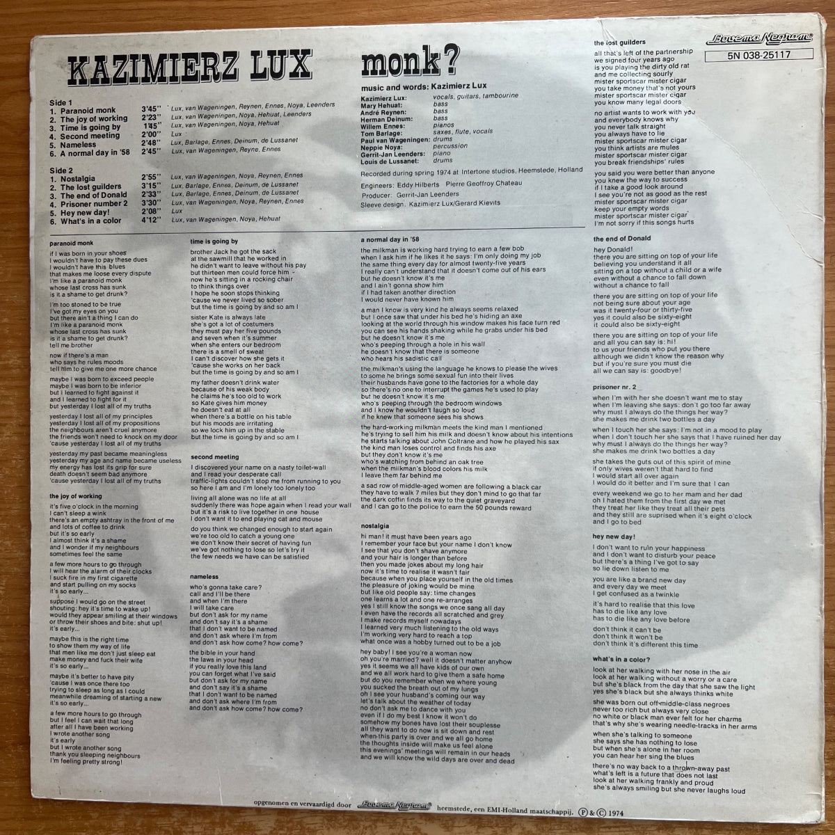 Kazimierz Lux - Monk? / NL-Press. RE von 1974 - (VG++/VG+)