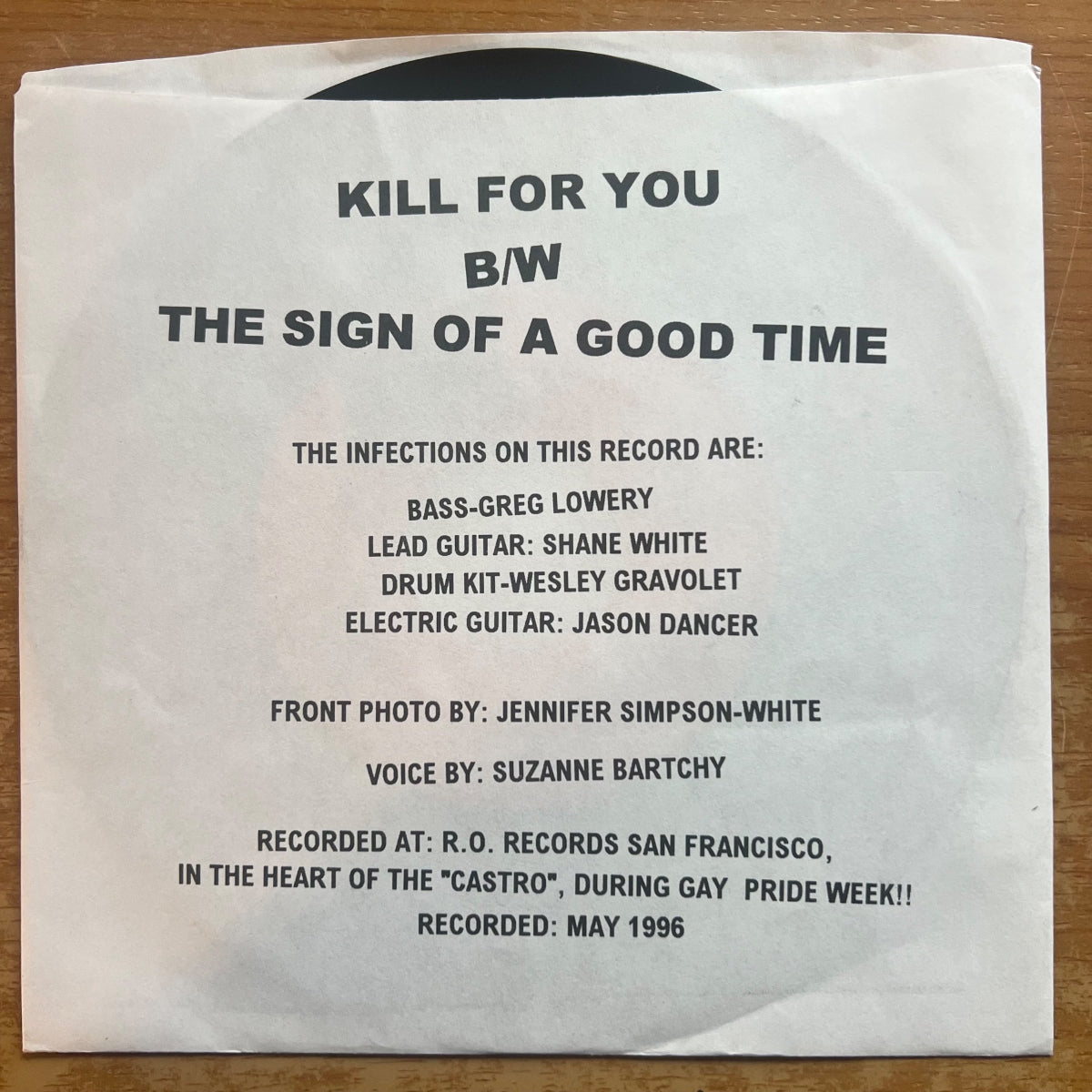 Infections - Kill For You / 1er pressage US. 1996 - (M-/M-)