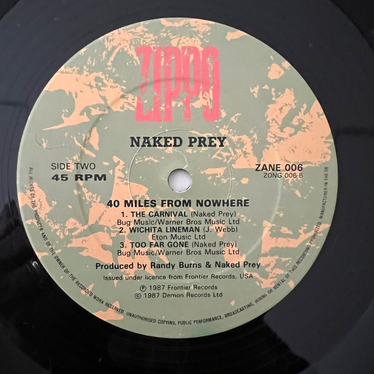 Naked Prey - 40 Miles From Nowhere / 1. UK-Press. 1987 - (M-/M-)