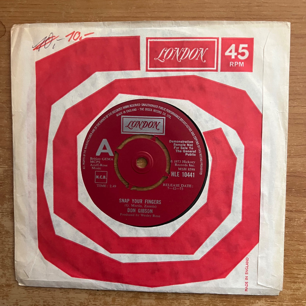 Don Gibson - Snap Your Fingers / 1. UK-Press. 1973 - (M-/VG)