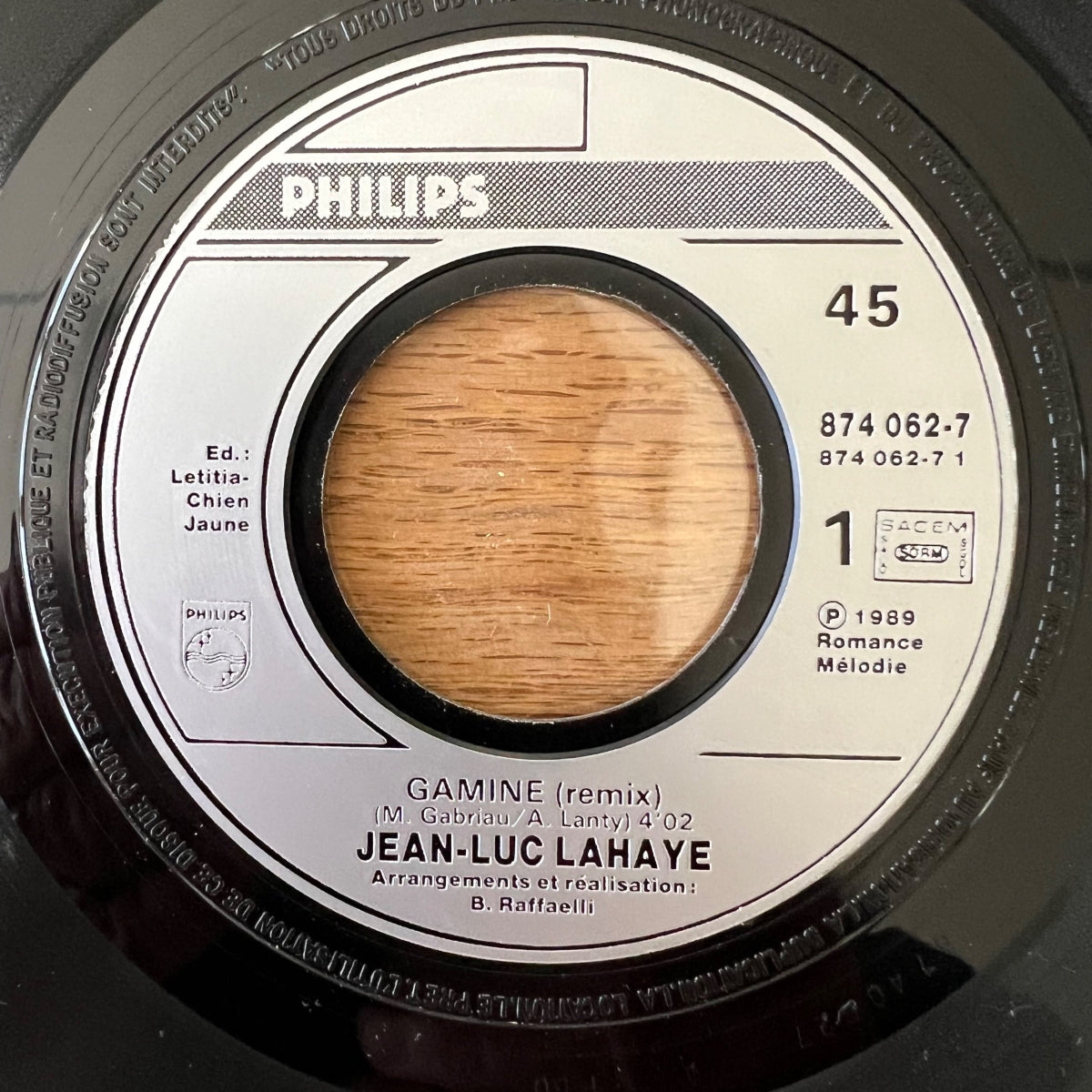Jean-Luc Lahaye - Gamine / 1. France-Press. 1989 - (M-/M-)