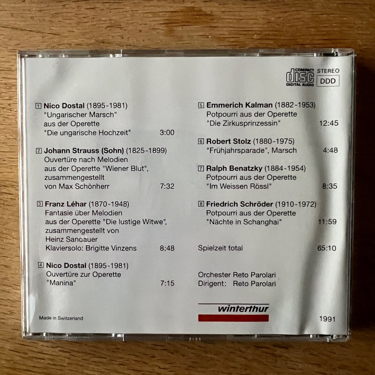Orchestra Reto Parolari - Opperette Concerto / CD - 1. Swiss-Press. 1991 - (M-/VG+)