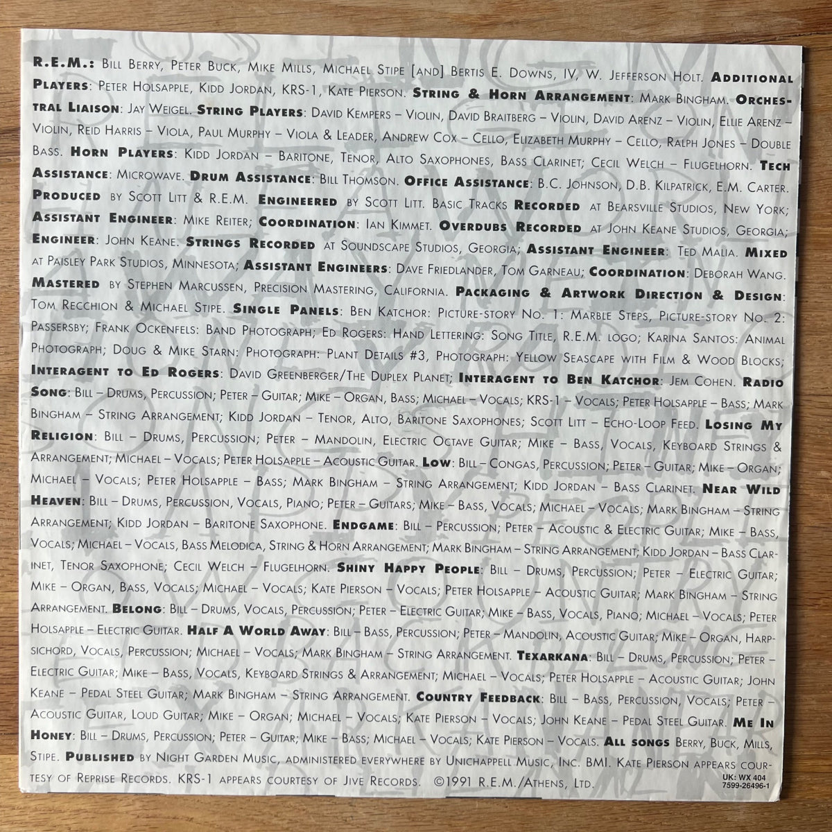 REM - Out Of Time / 1ère édition européenne. 1991 - (M-/VG++)