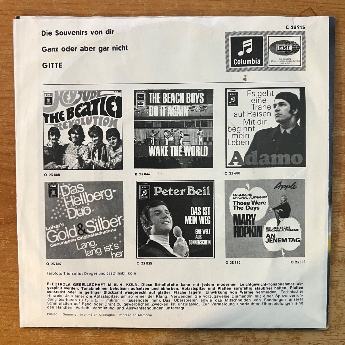 Gitte - Die Souvenirs Von Dir / 1. D-Press. 1968 - (VG+/VG++)