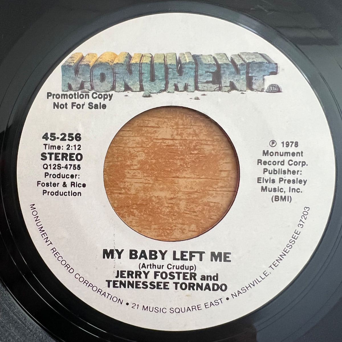 Jerry Foster & Tennessee Tornado - My Baby Left Me / US-Promo 1978 - (VG++/Neutral)