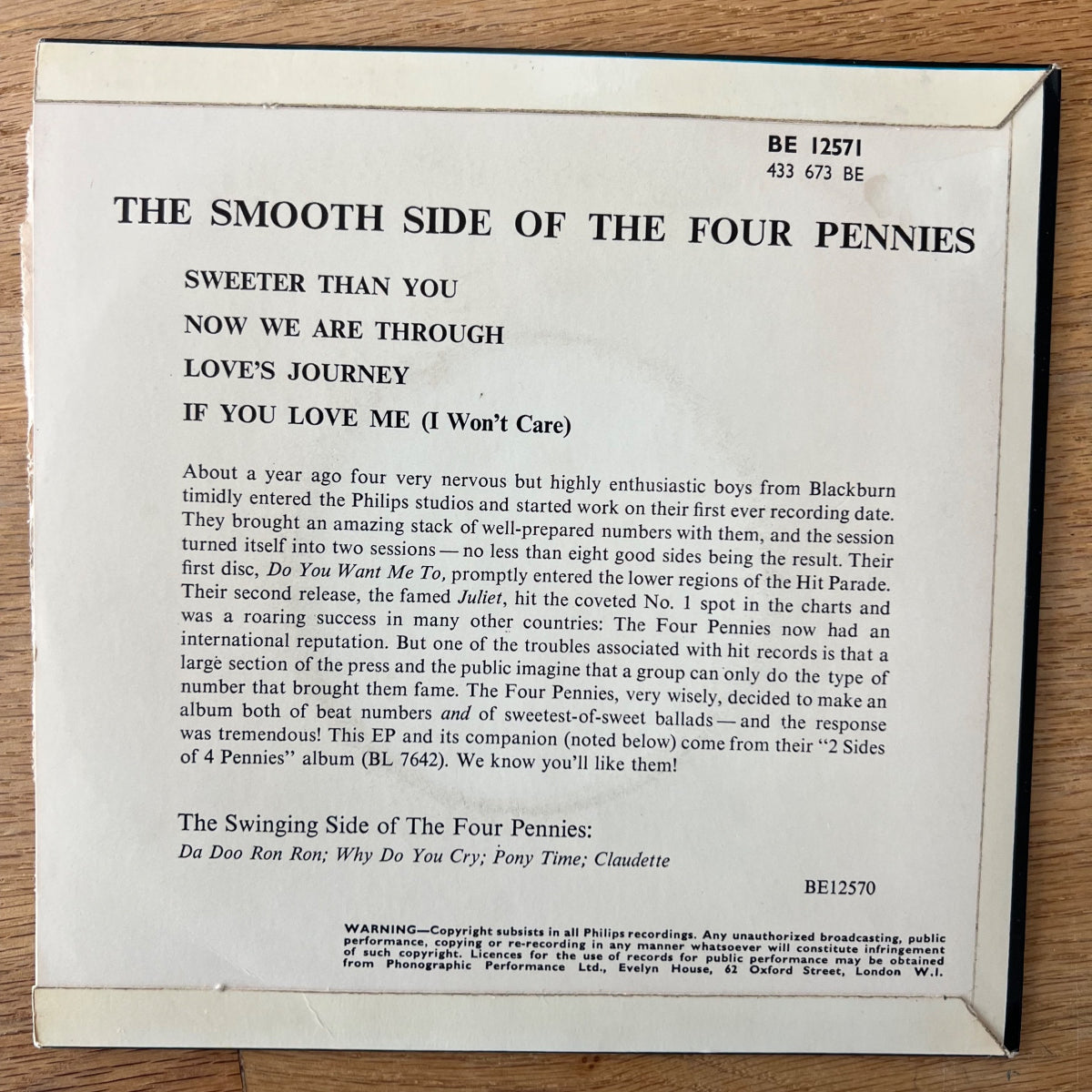 Four Pennies - The Smooth Side Of../ 4-Track EP - 1. UK-Press. 1964 - (M-/VG++)