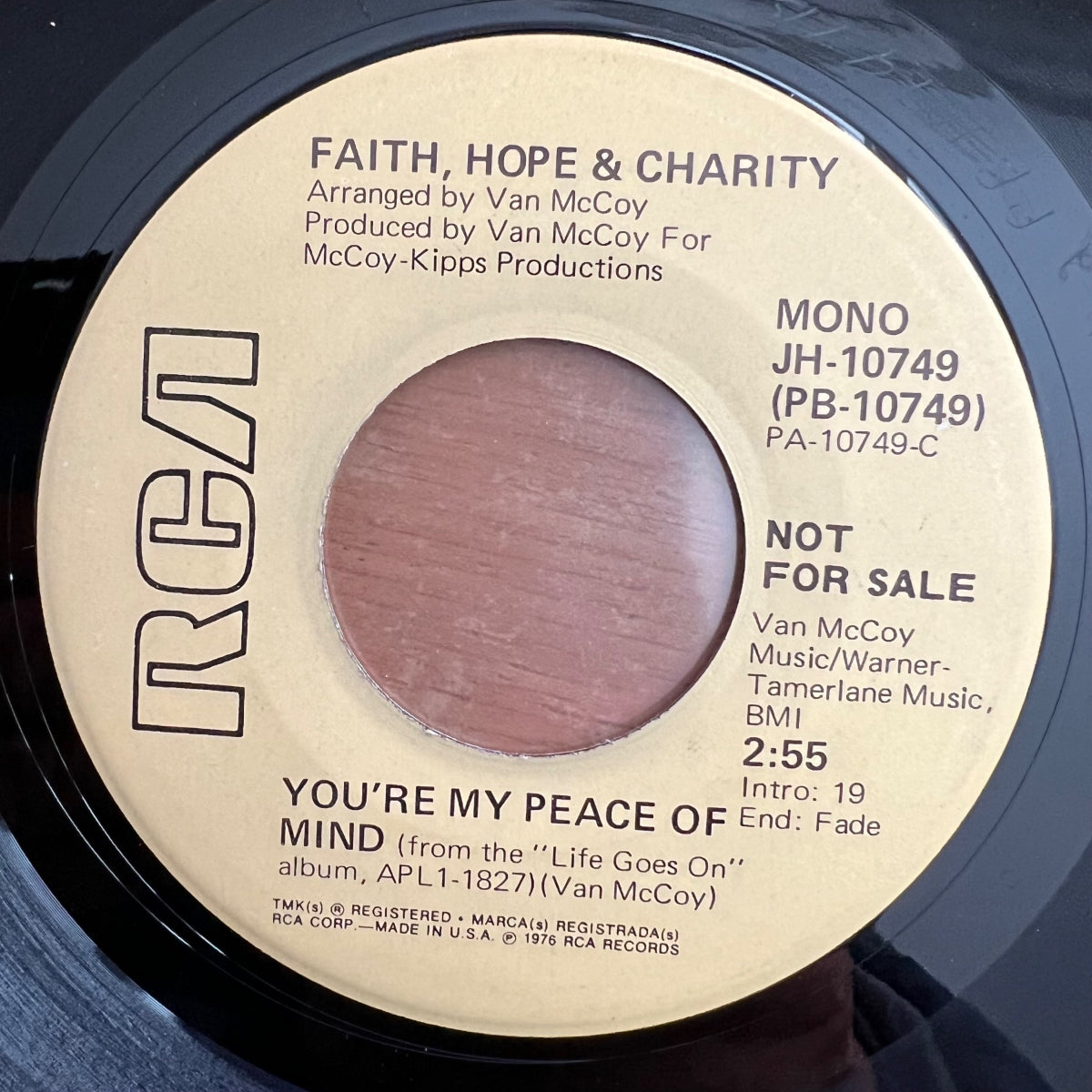 Foi, Espoir et Charité - Tu es ma paix intérieure / Promo US 1975 - (M-/Neutre)