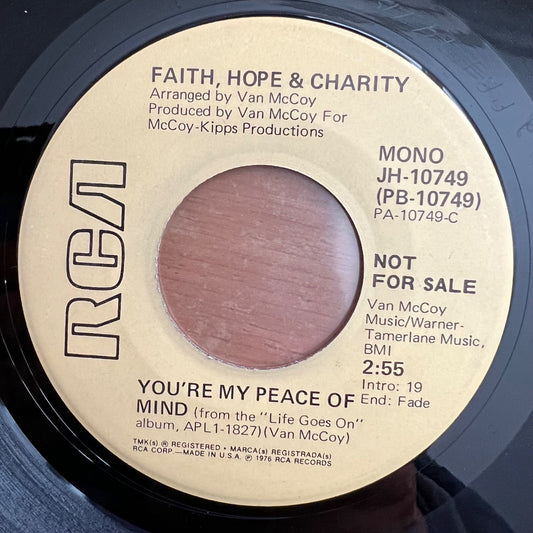 Faith, Hope & Charity - You're My Peace Of Mind / US-Promo 1975 - (M-/Neutral)