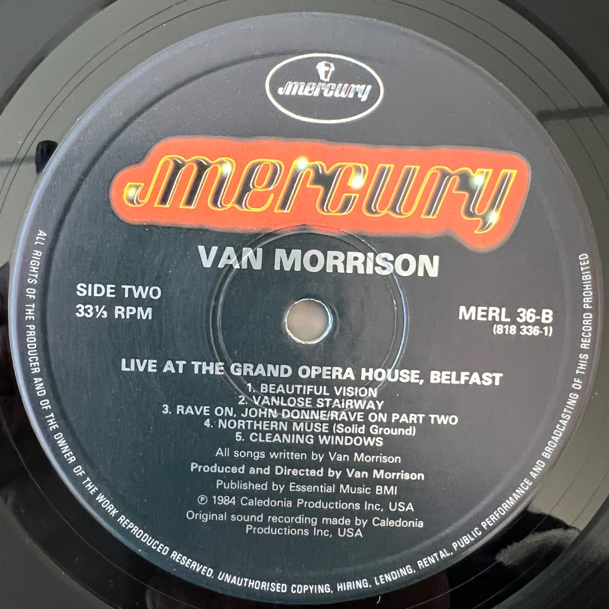 Van Morrison -. Live At The Grand Opera House Belfast / 1st UK Press. 1984 - (M-/M-)