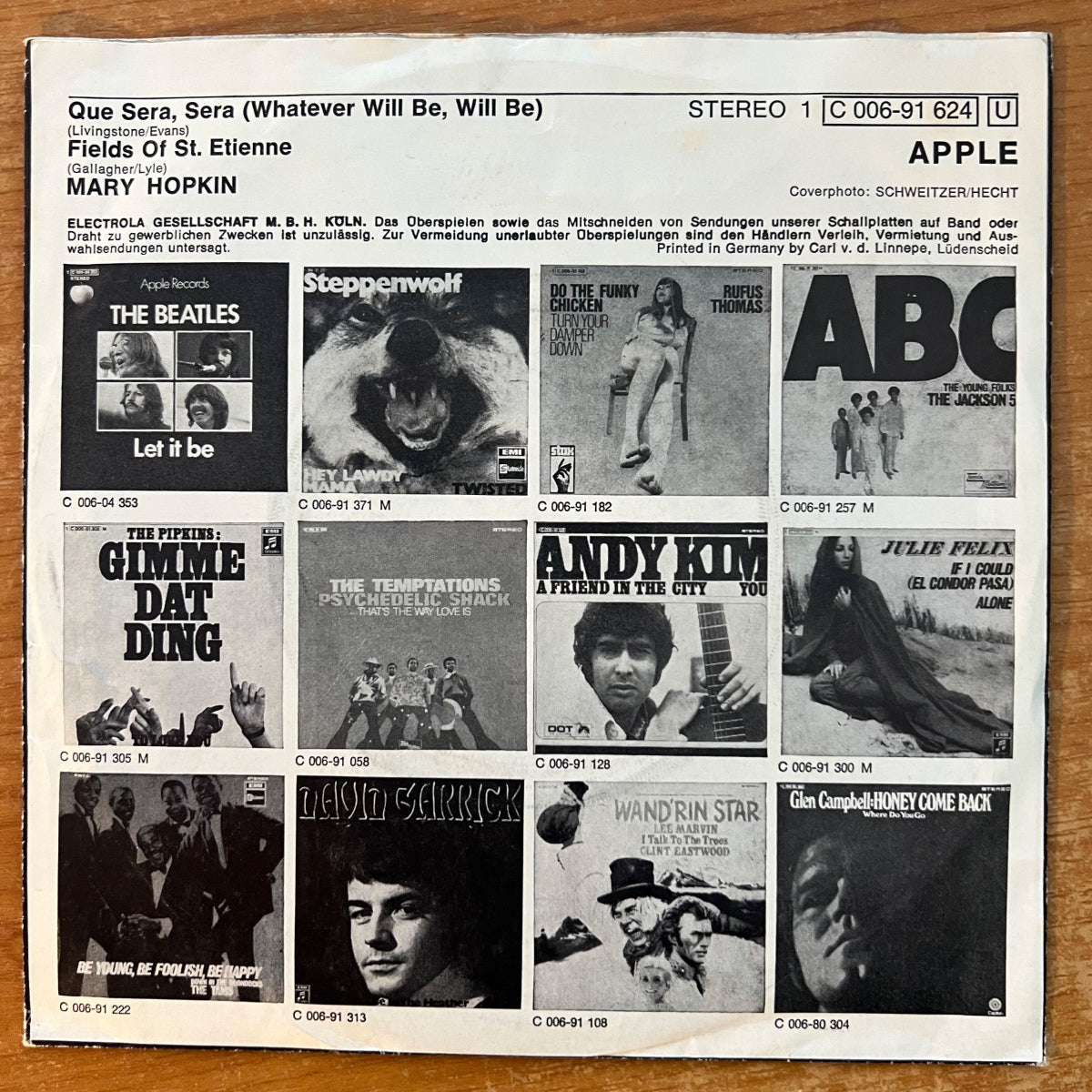 Mary Hopkin - Que Sera, Sera / 1. D-Press. 1969 - (VG++/VG++)