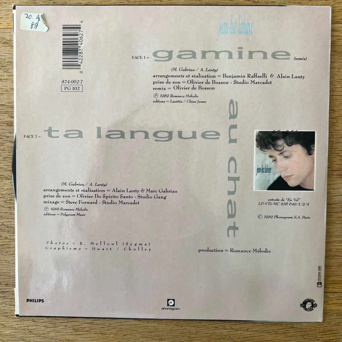 Jean-Luc Lahaye - Gamine / 1. France-Press. 1989 - (M-/M-)