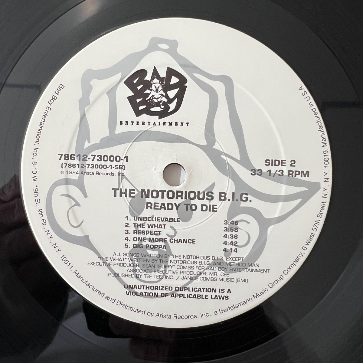 Notorious BIG - Ready To Die / Première édition américaine. 1994 - (VG++/VG++)