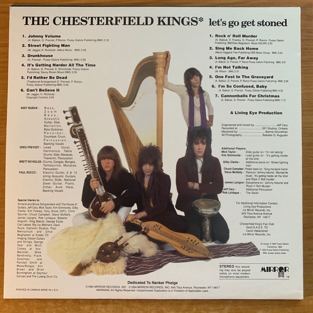 Chesterfield Kings - Let's Go Get Stoned / 1st US Press. 1994 - (M-/M-)