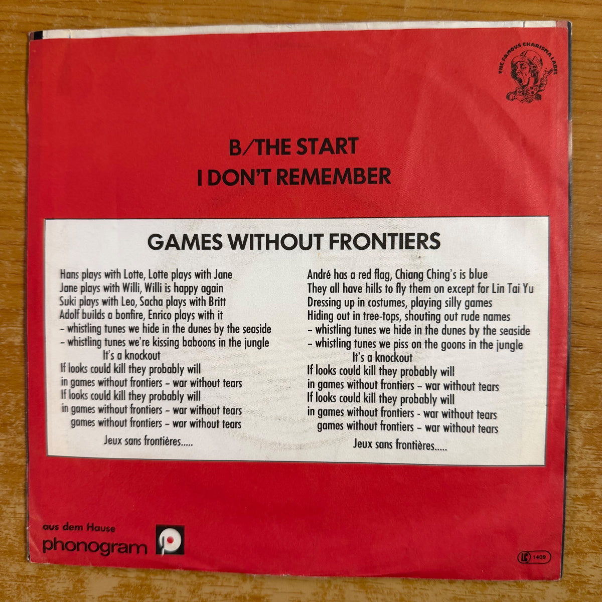 Peter Gabriel - Games Without Frontiers / 1. D-Press. 1980 - (VG+/VG++)