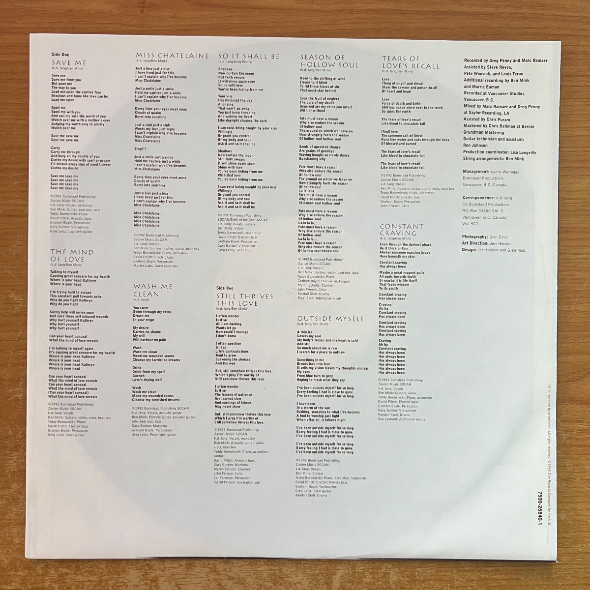 K.D. Lang - Ingénue / 1. D-Press. 1992 - (Mint)
