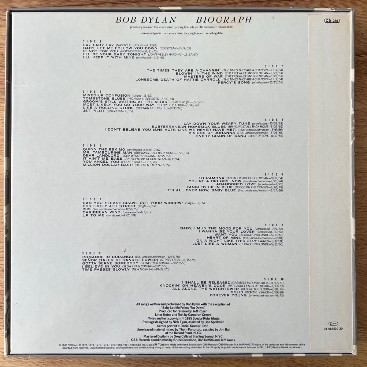 Bob Dylan - Biograph / 5 LP box - 1st NL press. 1985