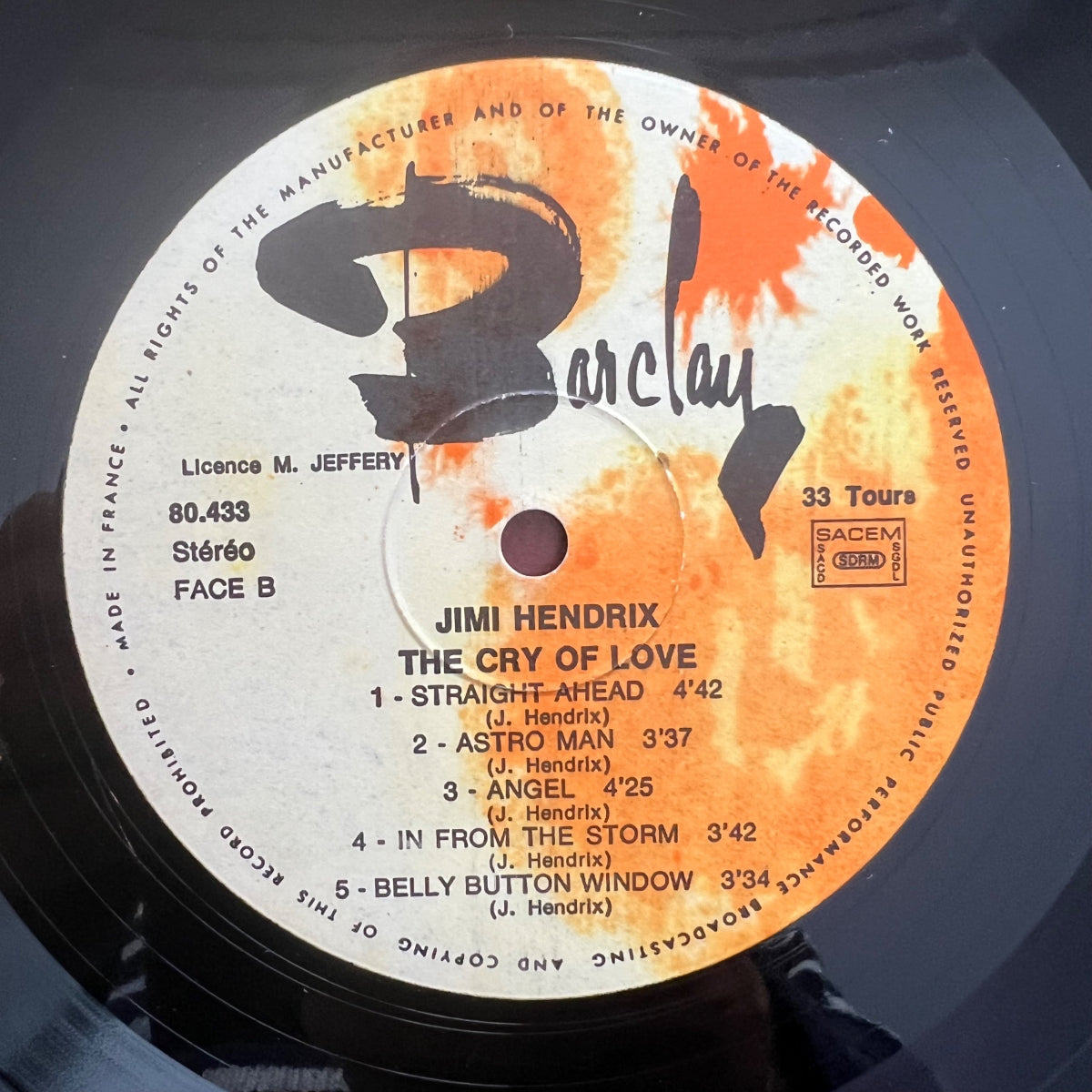 Jimi Hendrix - The Cry Of Love / 1. France-Press. 1971 - (M-/VG++)