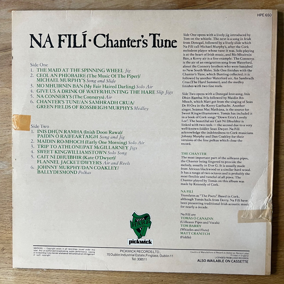 Na Fili - Chanter's Tune / Ireland-Press. 1982 - (M-/VG+)