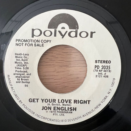 Jon English - Get Your Love Right / US-Promo 1979 - (M-/Neutral)