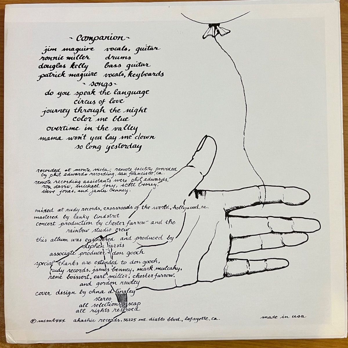 Companion - Mr. Head Live / 1st US Press. 1980 - (M-/VG++)