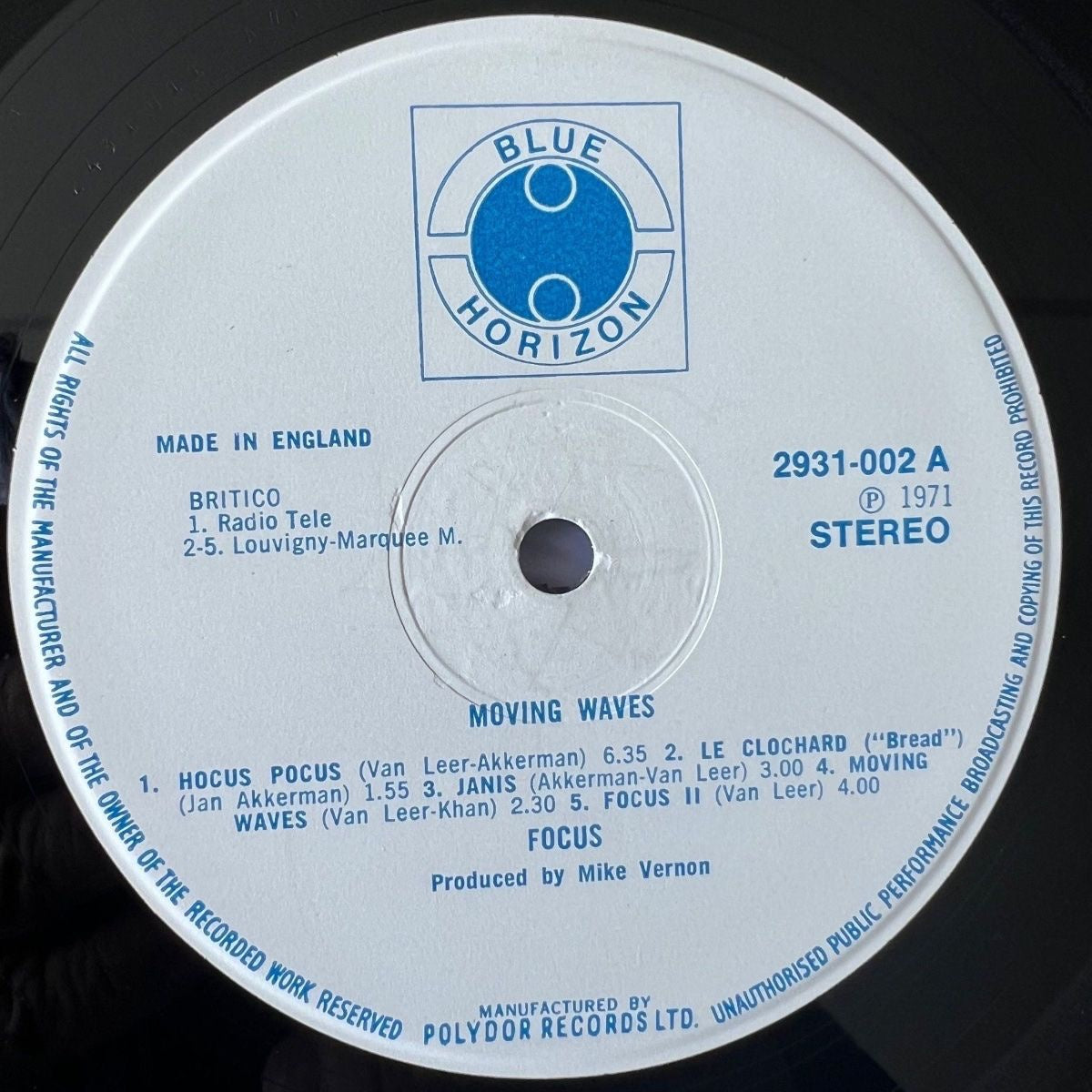 Focus - Moving Waves / 1. UK-Press. 1971 - (VG++/VG++)