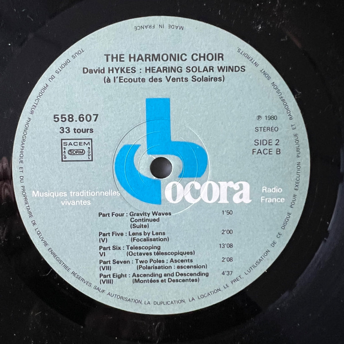 Harmonic Choir, David Hykes - Hearing Solar Winds / 1. France-Press. 1983 - (M-/M-)