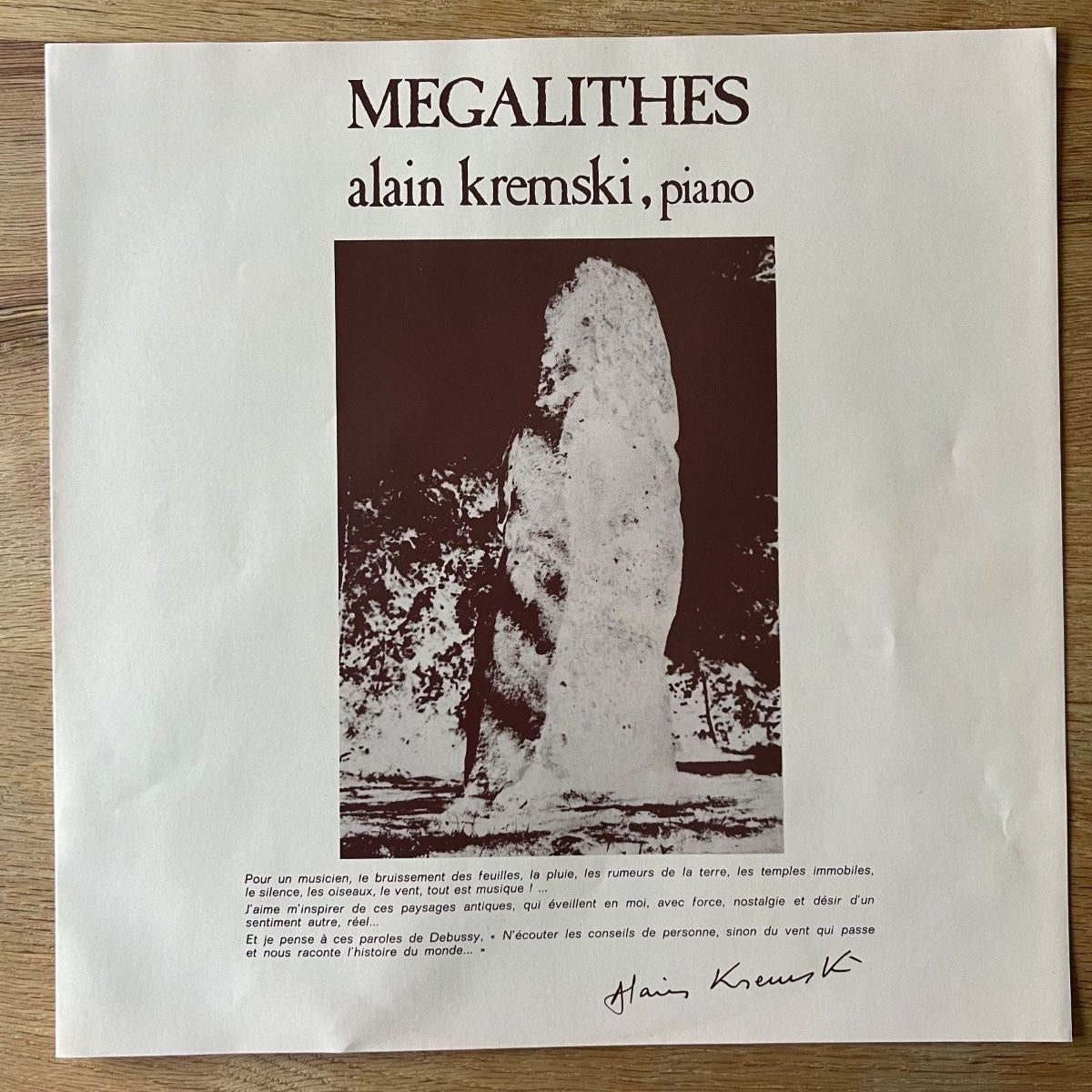 Alain Kremski - Megalithes 1 / 1. France Press. 1982 - (VG++/M-)